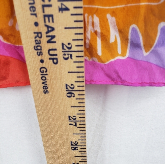 Vibrant Orange Multicolored Floral Silk Scarf - Picture 4 of 5